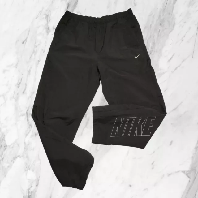 Nike Vintage Pantaloni Tuta Uomo Neri Orlo Elasticizzato Grande Scritta Taglia M