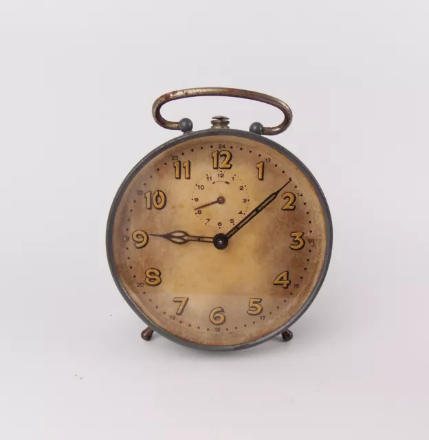 Vintage 1940s Alarm Clock Unbranded German Chrome Table Desk Clock Junghans
