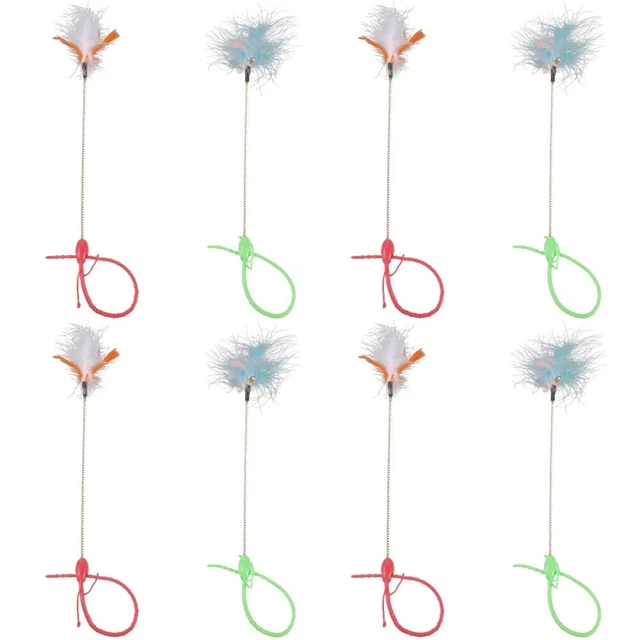 8 Pcs Chat Chat Jouets Teaser Chat Plume Jouets Verts La Plume