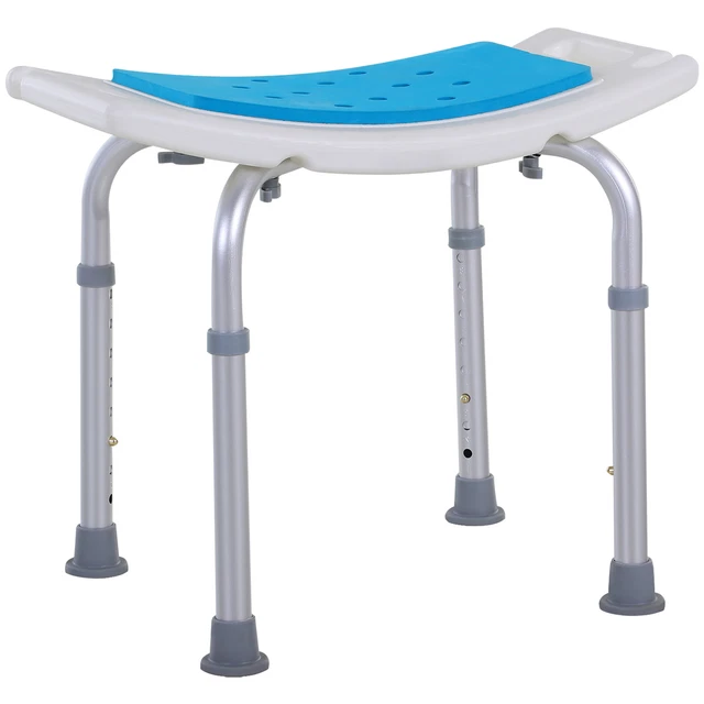 HOMCOM Adjustable 6 Level Aluminum Bath Stool Spa Shower Chair Non-Slip Safety