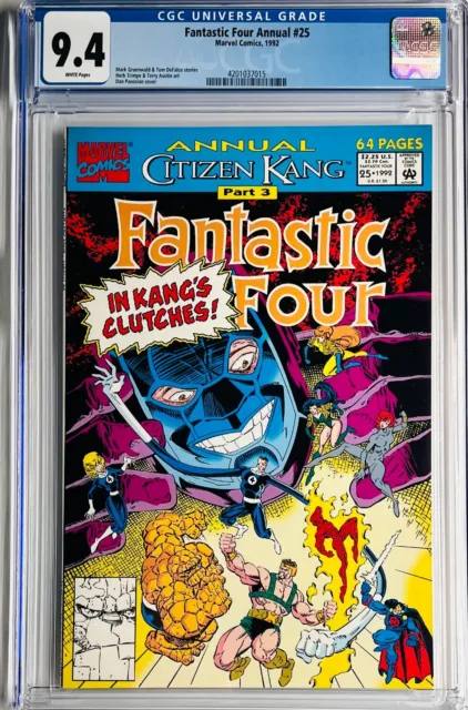 Fantastic Four Annual #25 CGC 9.4 "Citizen Kang" -1st Anachronauts-White Pages!