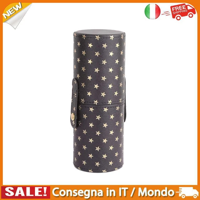 IT PU Leather Stars Printing Makeup Brush Holder Portable Cosmetic Cup (Black)