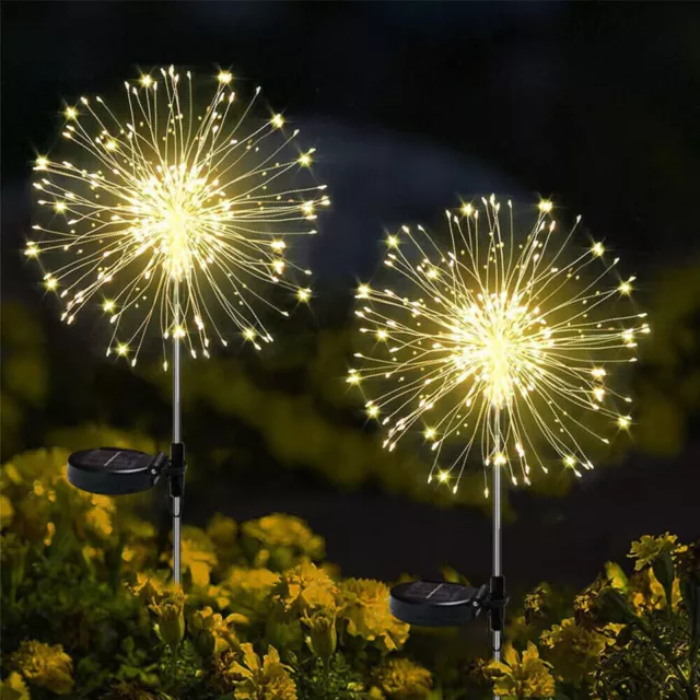 120/150LED Solar Power Firework Garden Path Light Starburst Stake Outdoor Lamp