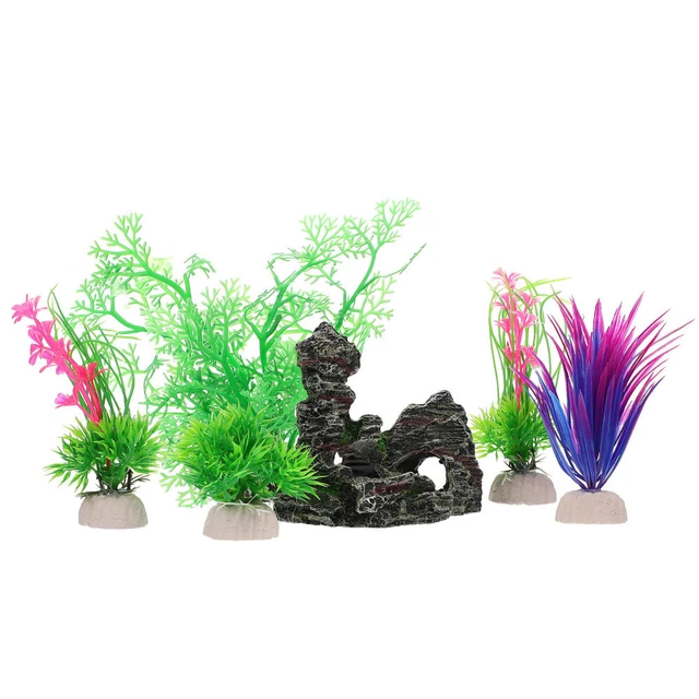 Acquario acqua erba giardino roccioso piante acquatiche artificiali corallo