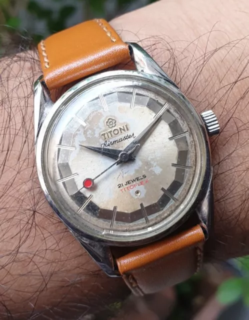 Vintage Titoni Airmaster Titoflex Hand Winding 21 Jewels Swiss Made Watch