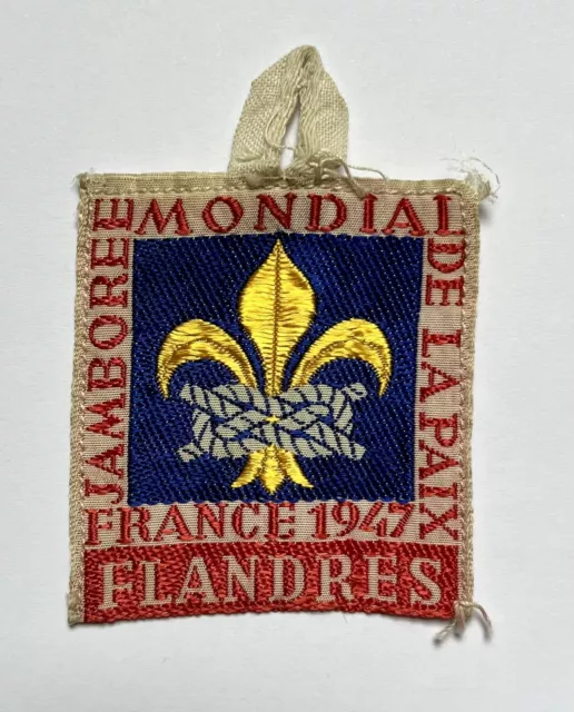 Original Rare Flandres 1947 World Jamboree Mondial Scout Badge Patch Tag France