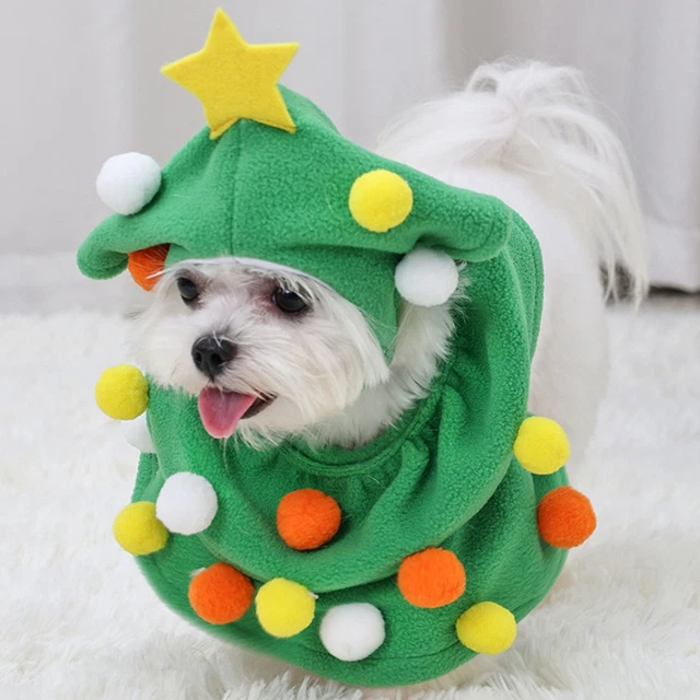 2 teile/satz Weihnachtsbaum-Haustier-Outfit Gelbes Sternen dekor Cosplay Kostüm 2