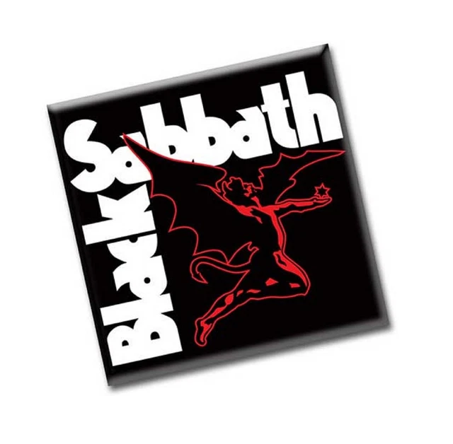 Magnete da frigorifero nero Sabbath logo fascia demone nuovo ufficiale 76 mm x 76 mm