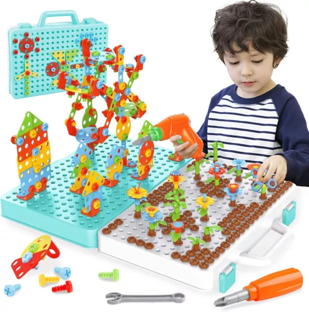 DIY Electric Drill Puzzle Set, Kids STEM Take Apart Toys, 2D 3D Educational Buil