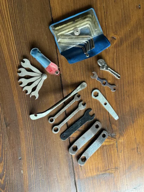 Job Lot Of Old Bicycle Spanners / Vintage Spanners, Allen Keys Etc