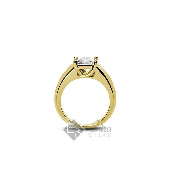 2.51ct F VS2 Princess Natural Diamond 14k Yellow Gold Solitaire Engagement Ring
