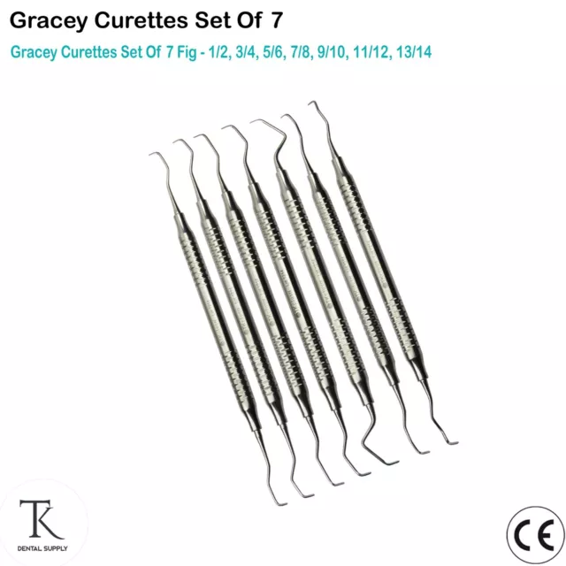 Dentist Surgical Set Of 7 Periodontal Gracey Curettes Calculus Root Planning New