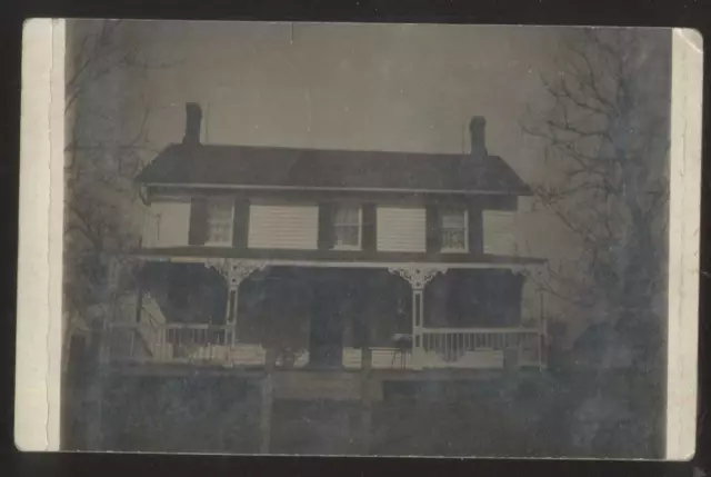 REAL PHOTO Postcard FAIRVIEW Illinois/IL  Large 2 Story Family House/Home 1907