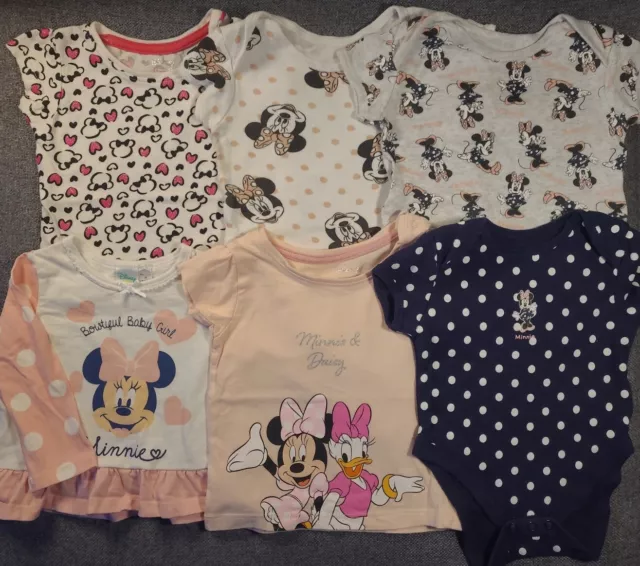 Disney Baby Girl Minnie Mouse t-shirt & vest Bundle 3-6 Months bodysuit (D79)