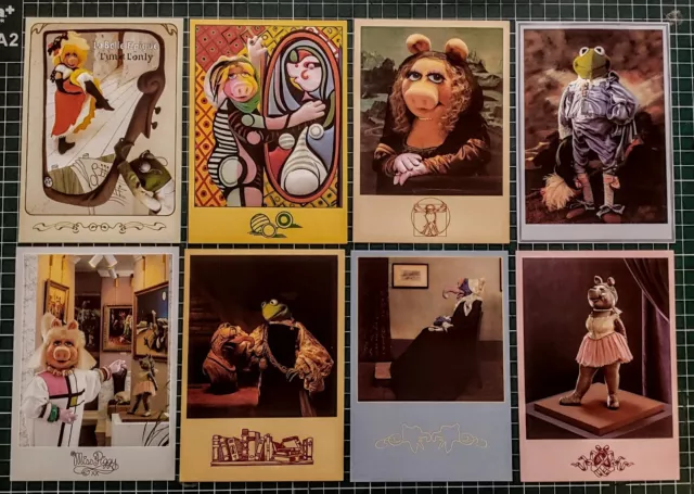 14 "carte postal, post card"  Muppet "Miss Piggy's art treasures. Complete set