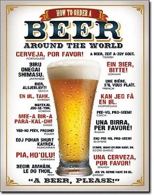 How To Order A Beer World Retro Funny Humor Wall Bar Pub Decor Metal Tin Sign