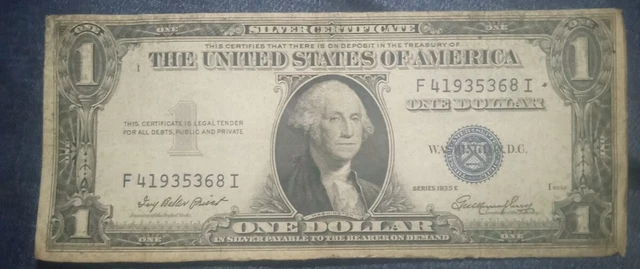 Series 1935 E Blue Seal $1.00 One Dollar Silver Certificate Circulated/Crisp 