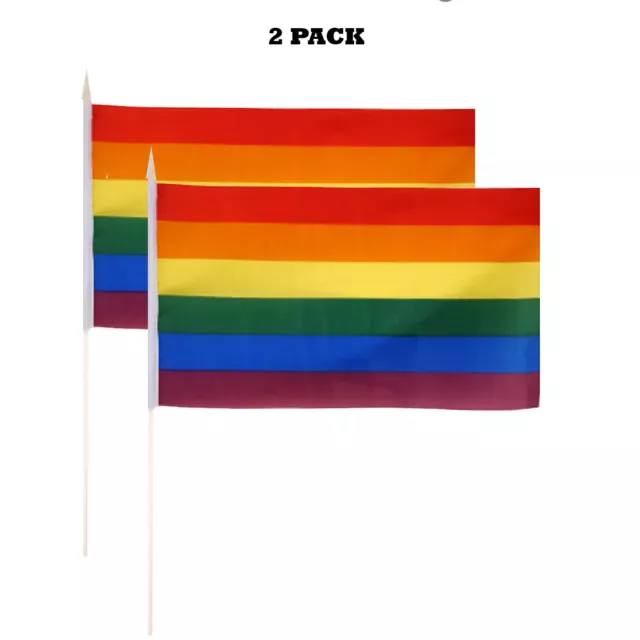 Handheld Rainbow Gay Pride Mini Waving Flag LGBTQ Party Festival Carnival H282