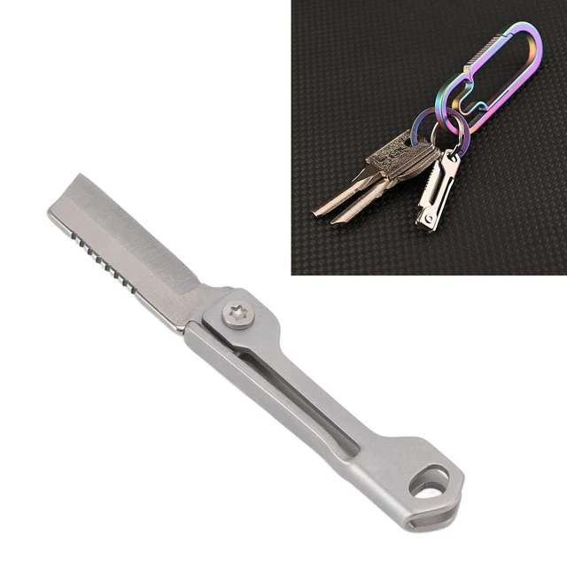 Mini Couteau Pliant Porte-clés 3,6 Pouces - Lame D2 Et Manche Titane - EDC De Camping