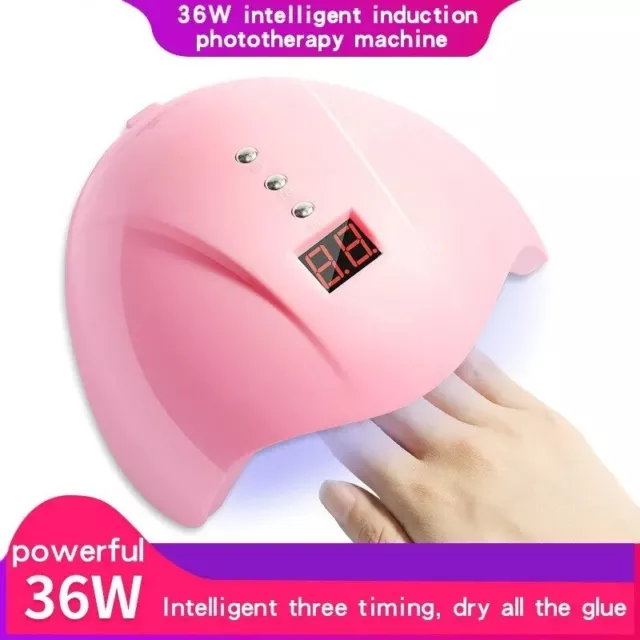 Lampada unghie uv led 36w asciuga smalto display nail art mani rosa USB /110