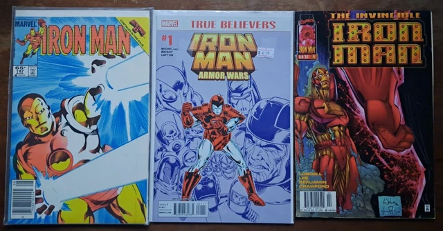 IRON MAN #197 (1985) + Vol 2 #4 (1997) + True Believers Armor Wars #1 Marvel LOT