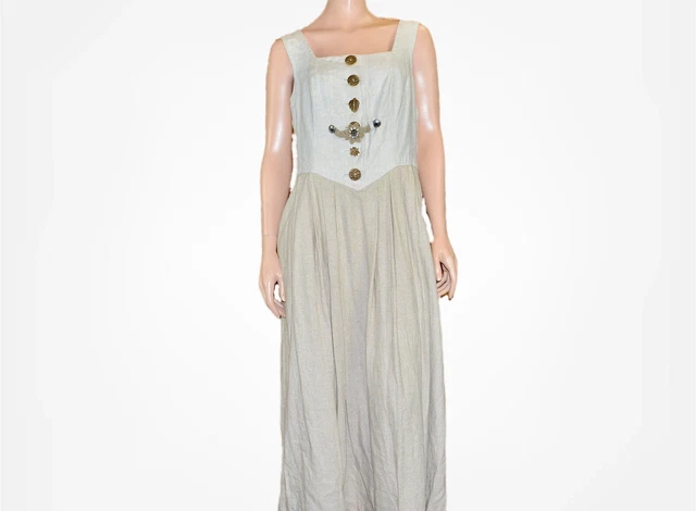 Dirndl dress Linen pinafore Cottagecore dress Beige  Size L