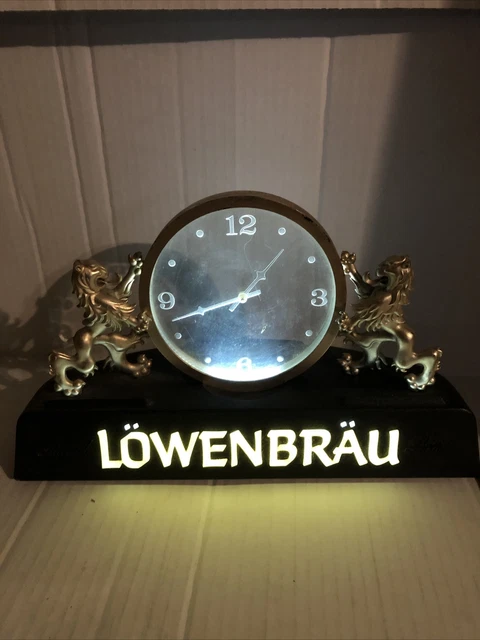 Vintage Lowenbrau Beer Lighted Clock 1980 Bar Pub Man Cave Repair