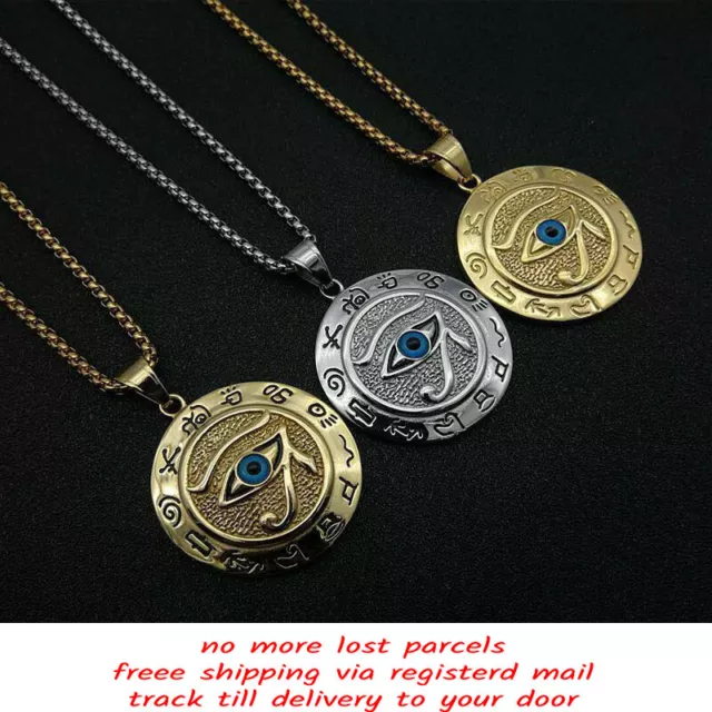 Ancient Egyptian Eye Of Horus Ra Pendant Necklace Eagle Gold Silver Chain Women