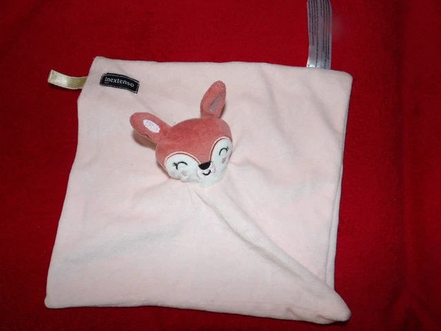 Doudou Plat INEXTENSO AUCHAN Biche Faon Rose Blanc Jamais Servi