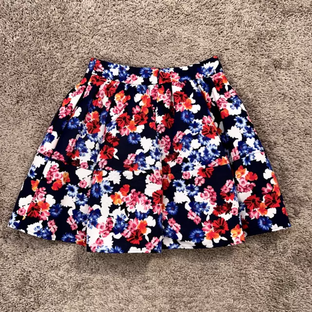 Express Skirt Womens 4 Colorful Floral Print Lined High Waisted Pleated Mini 3