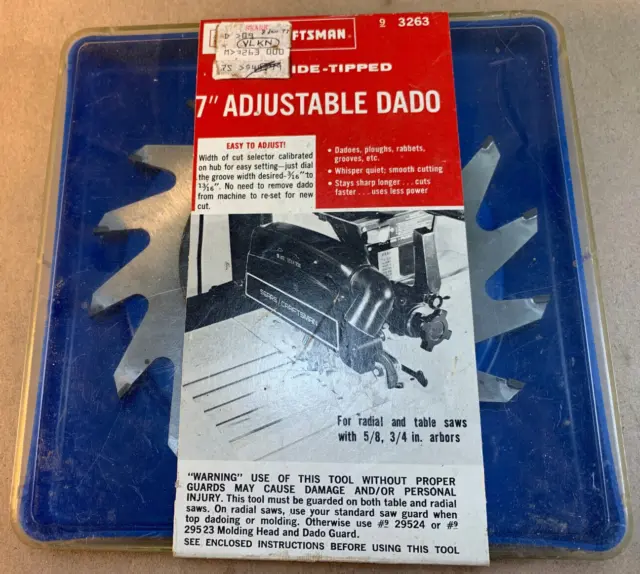 Sears Craftsman 9-3263 Carbide Tipped Dado Set Table Saw Blade 16 Tooth 7" 3263
