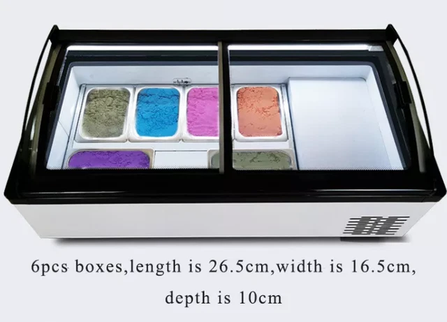 Vaseni  Gelato Ice Cream Showcase Display with 6 Square Storage Basket With LED