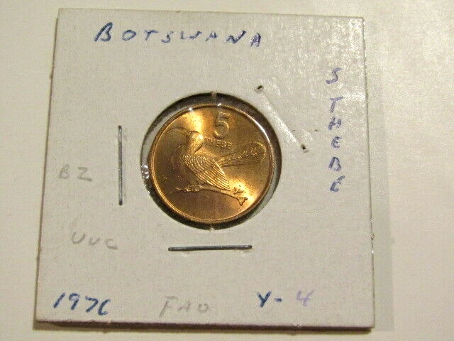 Botswana 1976 5 Thebe unc Bronze Coin