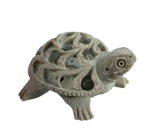 Figürchen Schildkröte - Statuette aus -stein - 7cm- Handwerk Made Hand - Indien