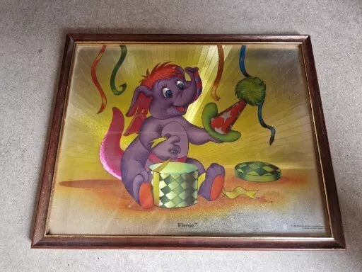 Vintage Very Rare Disney Wuzzles Eleroo Hasbro Bradley Inc.  Metallic Foil Art