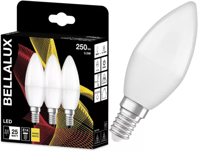 E14 LED Kerze Glühbirne Bellalux by OSRAM Kerzenlampe 3,3W = 25W Warmweiß [6er] 2