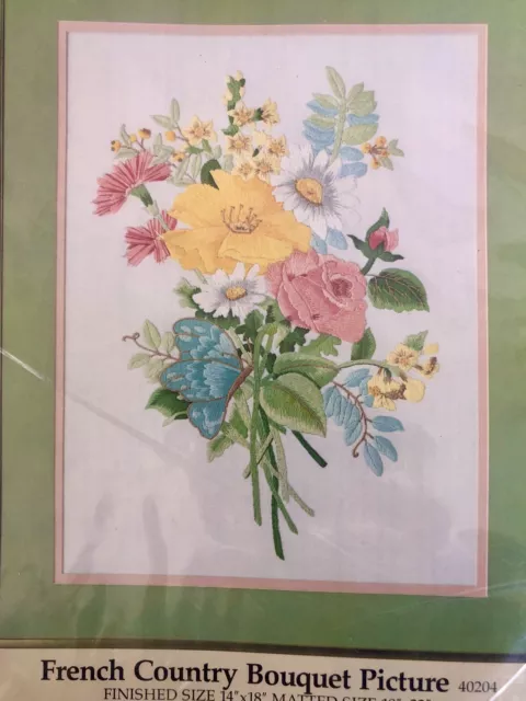 Cuadro 1986 de colección Something Special Candamar Crewel ramo de campo francés nuevo