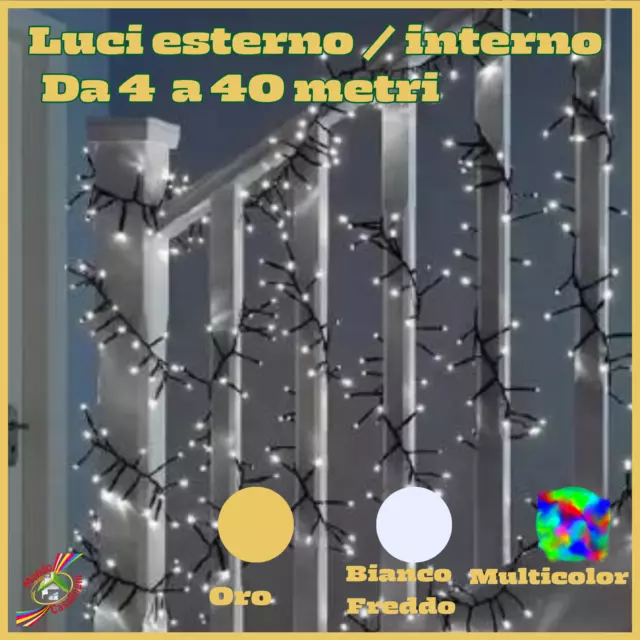 Luci di natale natalizie da esterno albero catena luminosa a led oro bianco blu