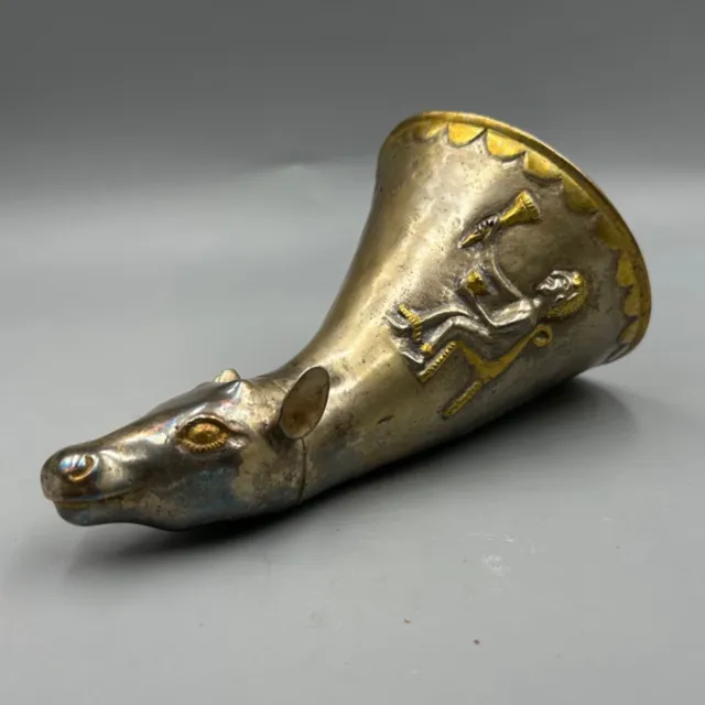 Ancient Hellenistic Greek Silver Rhyton Terminating in forepart of a Bull