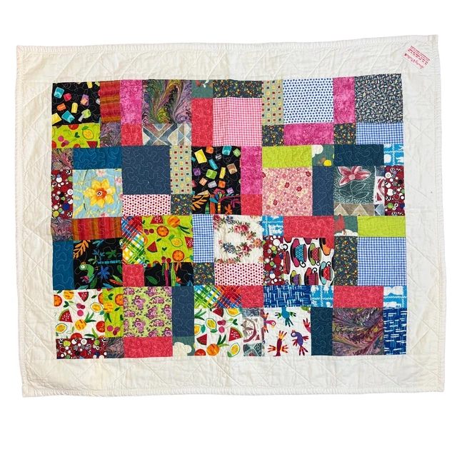 "Manta de retazos de edredón multicolor para bebé hecha a mano 36"" X 30"""