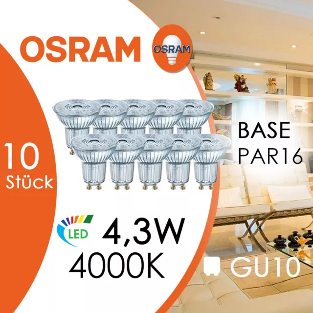 Set 10x OSRAM LED Lampe BASE PAR16 GU10 Strahler 36° 4000K neutralweiß4.3W (50W)