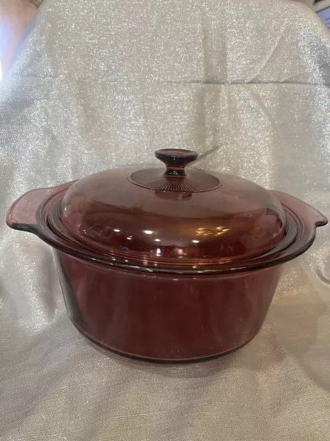 Corning Pyrex Vision Baking Casserole Dish 5 liter Dutch Oven Cranberry EUC