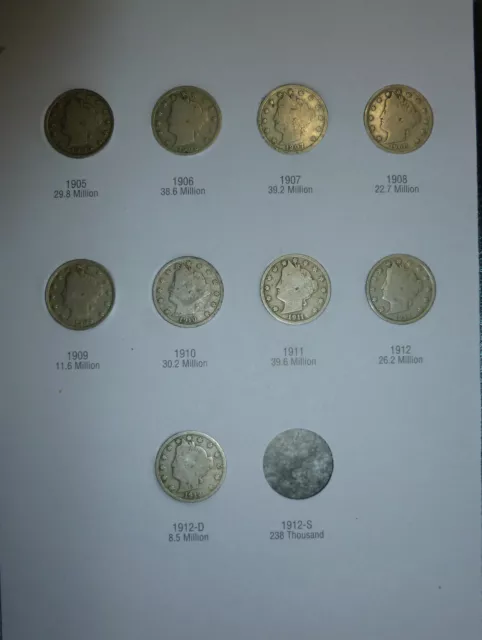 Liberty Head V Nickel Starter Collection   #F21-9LHN in  New Harris Coin Folder