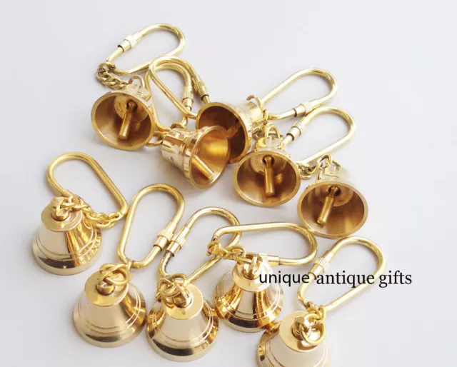 Nautical Collectible Solid Brass Marine Bell Key Chain Lot of 10 Pcs Style Gift