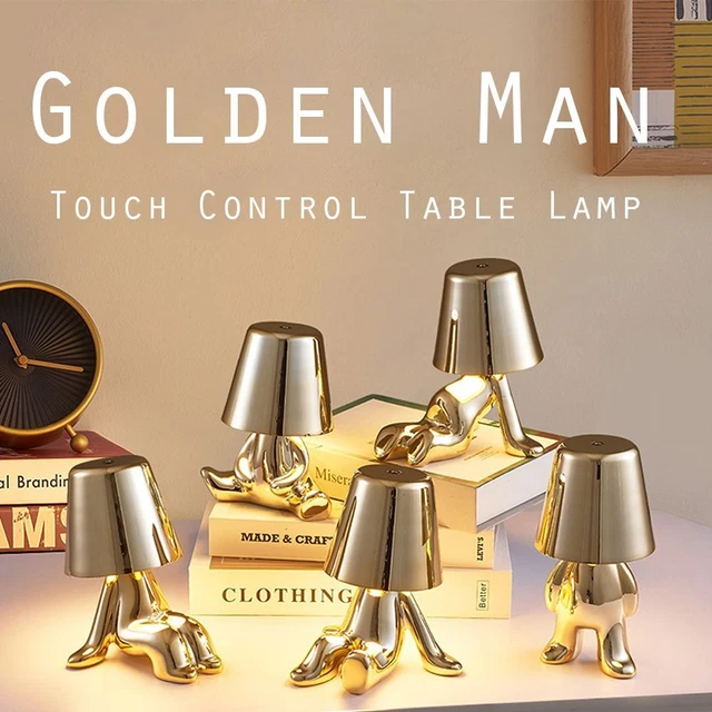 Lampe de nuit Lampe de table Contrôle tactile Lampe de bureau à LED Homme d'or