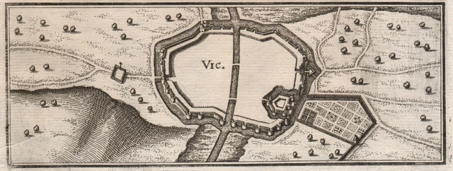 Vic-sur-Seille Moselle Lorraine Lothringen gravure Kupferstich Merian 1650
