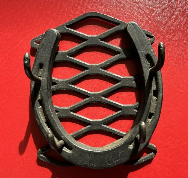 Vintage Blacksmith Made WroughtIron Metal Horse Shoe Wall Key Hanger 4 Hooks