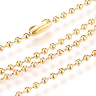 Collares de cadena de bolas de acero inoxidable de oro 30" - 3 mm - 5 collares - N402