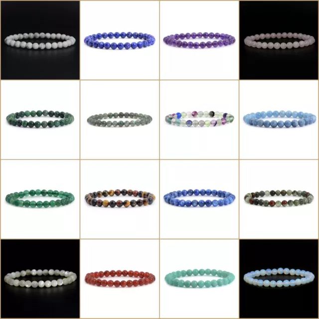 6mm Fashion round gemstone beads stretchable bracelet 6.5"