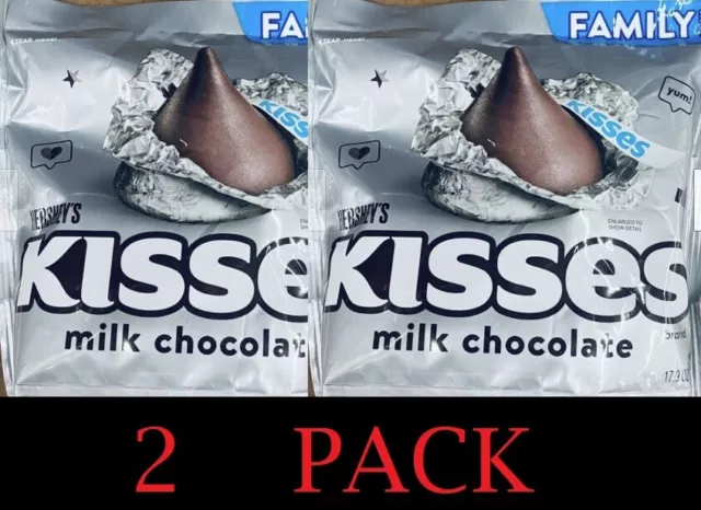 2x Hershey's Kisses Milk Chocolate FAMILY PACK Candy 17.9 Oz Bag - 2 PACK